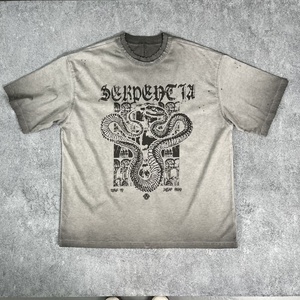 Camiseta de hombre de gran tamaño con estampado personalizado de fabricante, camiseta Vintage Sun Faded Cropped Boxy, estilo Streetwear - Product Image 2