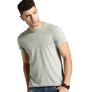 เสื้อยืดคอกลมสำหรับผู้ชายเสื้อฟิตเนสลำลองสีพื้นระบายอากาศ - Product Image 1