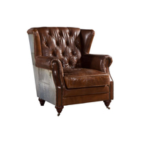 Canapé Chesterfield convertible en cuir véritable, style aviateur industriel, une place, en forme de L, avec dossier capitonné, pour salle de bain, parc, école