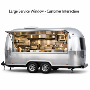 Remorque de <span class=keywords><strong>cuisine</strong></span> mobile en acier inoxydable, chariot de restauration rapide, camion de glaces <span class=keywords><strong>et</strong></span> de snacks - Product Image 2