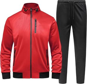 GYMELITE Men's Fashion Workout Sportswear Full Zip Athletic Tracksuit Set Windbreaker for <b>Winter</b> Exercise - Product Image 5