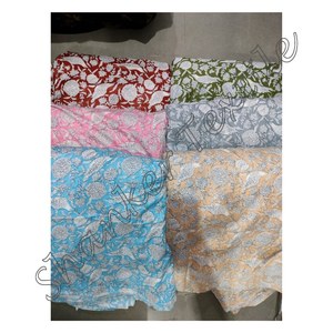 Jaipuri ชุดสูทผ้าคอตตอน100% สำหรับใส่กลางคืนชุดกิโมโนผ้าพิมพ์ลายแบบบล็อกด้วยมือสีตัดกัน - Product Image 5