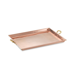 Decorative Hammered Serving Tray Metal Pure Copper Tray Inside Nickle Plated <b>Outside</b> Copper Polish Hotel & Restaurant - Product Image 3