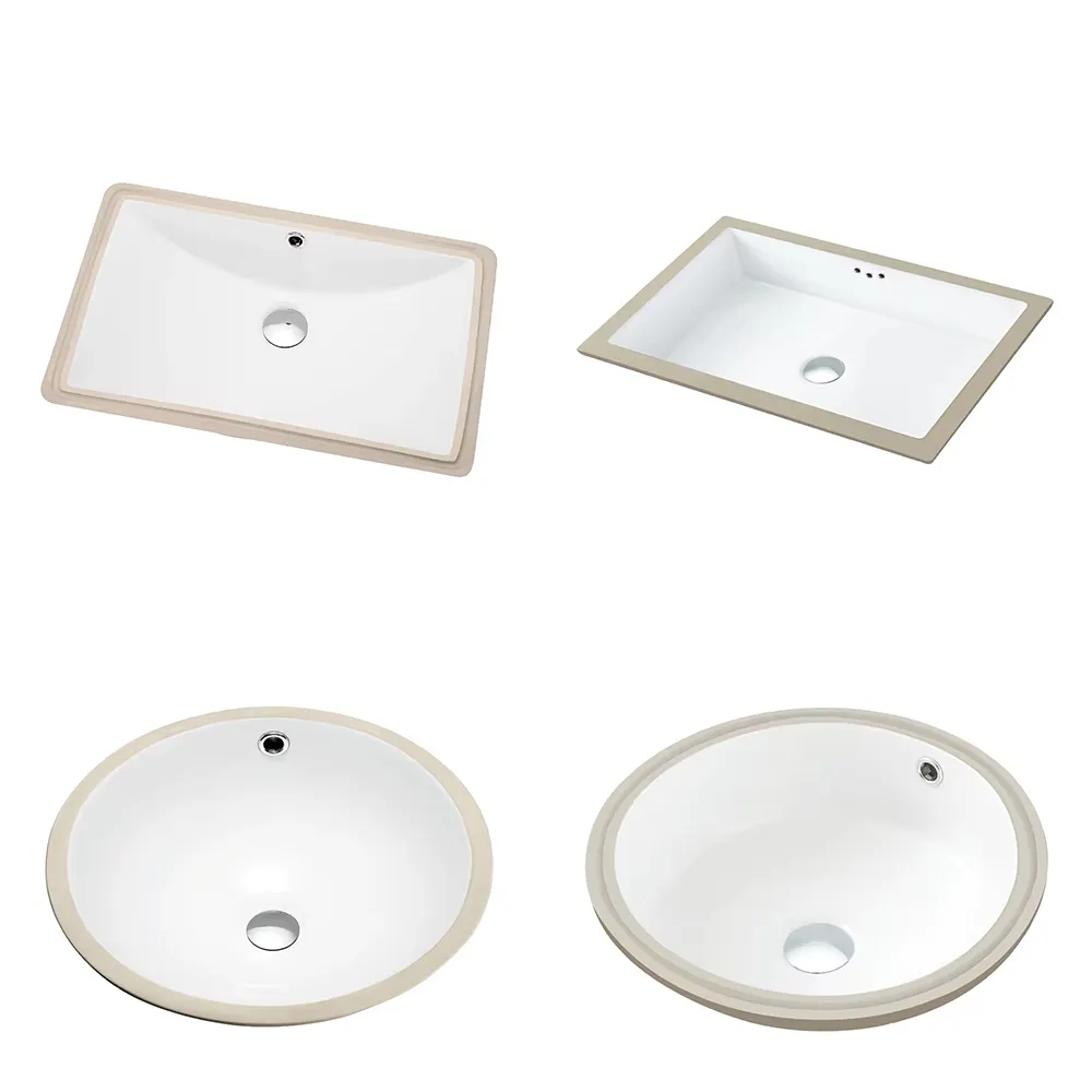 Recessed Undermount Bathroom Ceramic Oval Washroom Cabinet Under Counter Wash Basin Sink