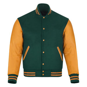 Solid Color Varsity Jackets Breathable Crew Neck Collar Customized Logo Printing Full Sleeves College Baseball Jacket For <b>Men</b> - Product Image 3