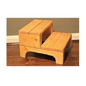 Tabouret compact en bois avec deux marches, construction en bois massif, idéal pour les salles de bain, les comptoirs de cuisine et les chambres à coucher des enfants - Product Image 1