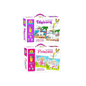 Cartes à colorier carrées écologiques pour enfants, décoration de maison amusante, thèmes de Diwali pour la retraite, princesse de l'espace licorne, réutilisable pour bricolage - Product Image 1