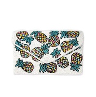 Bolso de mano con cuentas de semillas multicolor para mujer y niña, bolso de mano bordado con cuentas de semillas con estilo para mujer y Niña