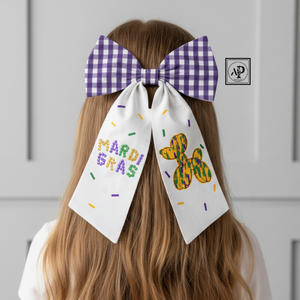 Moño para el Cabello de Moda para el Mardi Gras, con Estampado de Diamantes, Adornos de Cuentas, Hecho a Mano con Tela de Algodón, para Mujeres, Fiestas y Eventos Festivos - Product Image 4