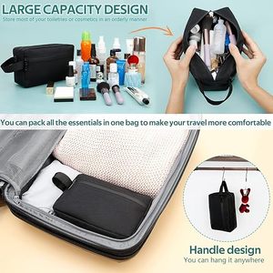 Unisex Oxford Fabric Cosmetic Bag With Zipper Closure Soft Handle Organizer For Travel Makeup Storage In Multiple Color - Product Image 3