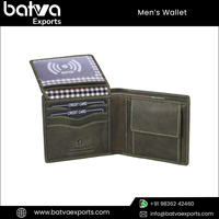 Dompet Lipat dua Vintage mewah terlaris pria, dompet gaya pendek ritsleting memblokir RFID kulit asli lapisan katun desain Bisnis