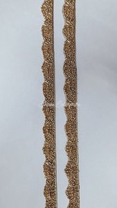 Perles dorées de haute qualité, miroir en cristal, strass, garniture de broderie en dentelle pour robe de mariée africaine et éventail de mariée. - Product Image 3