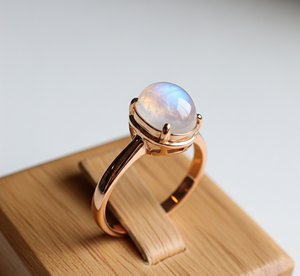 Customized 925 Silver Fashion <b>Ring</b> High Quality Moonstone <b>Crystal</b> Band Rose Gold Plating for Wedding Parties Latest Trendy Gift - Product Image 4