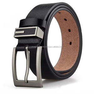 Ceinture en cuir véritable pour homme de luxe personnalisée avec boucle à ardillon en alliage, style vintage, ceinture noire résistante - Product Image 1
