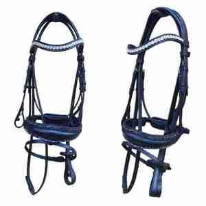 Bride équine en cuir roulé pour chevaux Bandeaux équestres confortables avec cristaux et muserolle Équipement de cheval de course d'équitation - Product Image 6