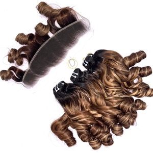 Cheveux vierges de haute qualité, mèches ombrées, couleur rebondissante, avec frontal et mèches pour faire des perruques - Product Image 5