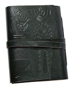 Journal en cuir personnalisé avec couverture en coton gaufré assortie, motif Arbre de Vie et feuilles de chanvre autour - Product Image 1