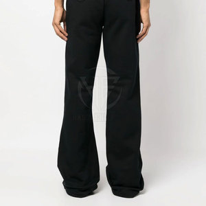 Soft Cotton Blend <b>Trousers</b> <b>Elastic</b> Waist Wide Leg Casual Fit Smooth Surface Comfortable Feel Daily <b>Men</b> Flared Sweat Pant - Product Image 3