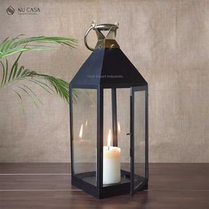 Modern Design Golden Metal <b>Candle</b> Lantern With <b>Red</b> Color Glass for Home and Garden Lighting Decoration Lantern - Product Image 4