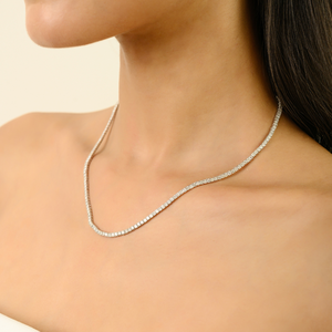 Collar de Tenis Apilable con Diamantes Naturales de Corte Brillante Redondo, el Más Asequible para Pedidos al por Mayor, Ideal para Fiestas, Oro Blanco de 14K - Product Image 4