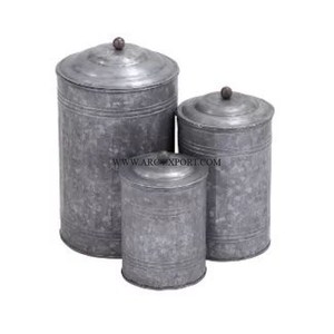 Conteneurs de stockage des aliments peints à la main en métal de forme ronde de qualité supérieure - Product Image 5