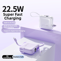 Chargeur portable 2-en-1 ultra-rapide 10000 mAh avec câble Type-C intégré et prise secteur 22,5 W pour iPhone