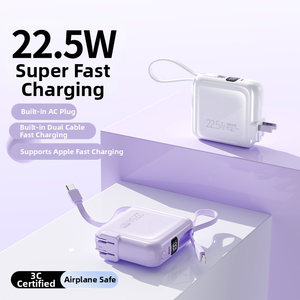 Chargeur portable 2-en-1 ultra-rapide 10000 mAh avec câble Type-C intégré et prise secteur 22,5 W <span class=keywords><strong>pour</strong></span> <span class=keywords><strong>iPhone</strong></span> - Product Image 3