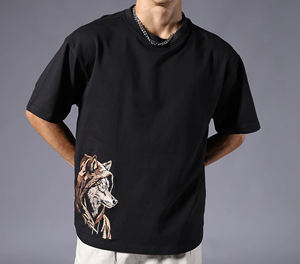 Meilleur T-shirt brodé pour homme en gros, design personnalisé, col rond, coton doux, logo imprimé sérigraphié, coupe classique, anti-froissement - Product Image 5