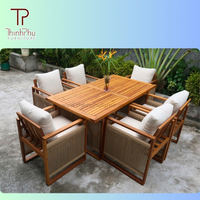 Mobilier de jardin Acacia, table et chaises pour la cuisine, villa, cour, hôtel, repas, loisirs, extérieur, meubles