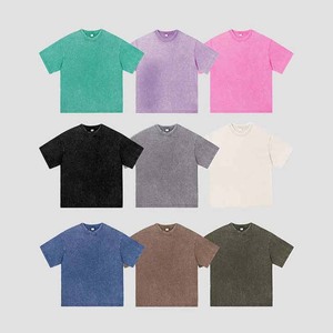 Camiseta lavada con ácido de gran tamaño descolorida personalizada con logotipo vintage en blanco de alta calidad, Camiseta de algodón 100% para hombre al por mayor para hombre - Product Image 2