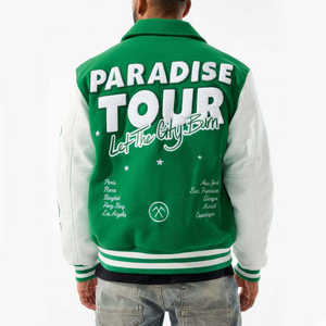 Blouson universitaire d'hiver sur mesure, broderie chenille, col montant, manches en laine, boutons simples sur le devant – Vente chaude - Product Image 5