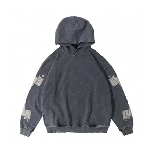 Premium Quality Fashion Cotton <b>Oversize</b> Blank Vintage Distressed Acid Wash <b>Hoodie</b> Custom Logo Casual Hoodies - Product Image 1