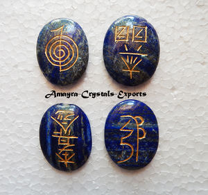 Piedra preciosa espiritual Arco Iris piedra lunar grabado Reiki conjunto ágata piedra conjunto para la curación al por mayor en Amayra Crystal Exports India - Product Image 6