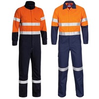 Combinaison de travail haute visibilité pour hommes en coton/polyester, respirante, imperméable, avec bandes réfléchissantes, antistatique, fluorescente, pour travaux routiers