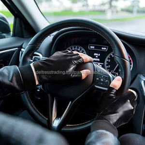 Men's High Quality Black <b>Leather</b> <b>Fingerless</b> Driving <b>Gloves</b> Breathable Original Design for Winter Sports Outdoor Casual - Product Image 5