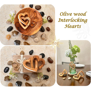 ของขวัญครบรอบไม้มะกอกเชื่อมต่อหัวใจไม้ที่เชื่อมต่อกันหัวใจไม้งานแต่งงานหัวใจไม้ของขวัญหมั้น - Product Image 5