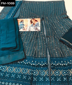 Robe Kurti en tissu pur chinon pour femmes coupée avec un design complexe vêtements traditionnels indiens et pakistanais pour femmes - Product Image 1