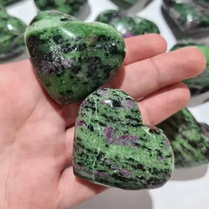 Wholesale High Quality Natural Ruby Zoisite Stone Puffy Heart For Healing Home Decoration From India