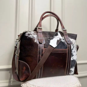 Nuevo hecho a mano 100% pelo Natural en bolsas de lona de cuero de vaca elegante bolsa de viaje perfecta de cuero genuino bolsas de equipaje occidentales para Unisex - Product Image 3