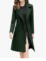 Manteau en laine mélangée à double boutonnage et col cranté élégant pour femme avec logo personnalisé, nouvelle arrivée, fabricant direct du Bangladesh