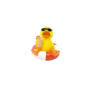 Joli mini canard en caoutchouc PVC avec bouée, jouet de bain pour bébé qui couine, idéal pour l'été et la salle de bain - Product Image 1