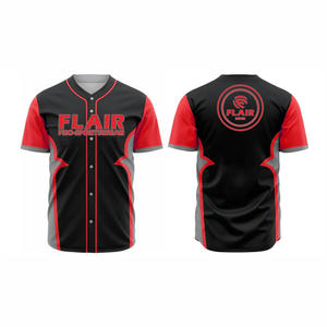 Maillots de softball et de baseball personnalisables de grande taille en polyester respirant à col rond avec imprimé uni par sublimation - Product Image 2