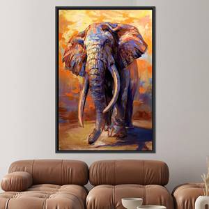Impression sur toile élégante style bohème avec motif animalier : œuvre d'art imprimée pour une décoration moderne, toile encadrée noire - Product Image 1