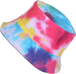 Casquette de pêcheur unisexe tie-dye avec logo personnalisé en relief, tissu en maille 100% polyester, protection solaire, vêtements de plage, vente en gros de casquettes de pêcheur tie-dye - Product Image 6