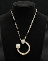 Collier élégant pour femmes en argent 925 plaqué or 18 carats avec zircon CZ et perle blanche, bijoux de mode pour femmes