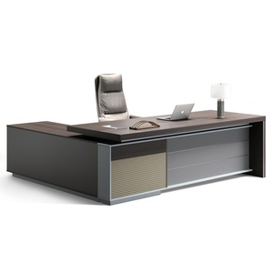 Modern Wooden Executive Office <b>Desk</b> Extendable I Shaped Director Manager <b>Large</b> Computer Table Easy Assembly Office Furniture - Product Image 2