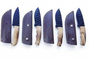 Couteaux de chef en acier au carbone forgé à la main, ensemble de 4 pièces, manche en bois, haute qualité, ambidextre, multifonctionnel pour les professionnels - Product Image 2