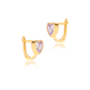 Wholesale <b>Heart</b> Shape Amethyst Zircon Stone <b>Earrings</b> Turkish Handmade Wholesale 925 <b>Sterling</b> <b>Silver</b> Jewelry - Product Image 3