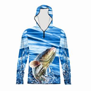 2025 nuevo estilo gran oferta UPF 50 protección solar camisas de manga larga Etiqueta Privada ropa de pesca Pesca con capucha media cremallera - Product Image 4