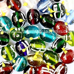 Surtido de cuentas de cristal de Murano económico, suministros para fabricación de joyas, forma ovalada, cristal de Murano, venta al por mayor, exportaciones de Tajushshariya - Product Image 6